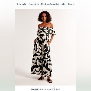 Abercrombie & Fitch Black and White Off Shoulder Maxi Dress